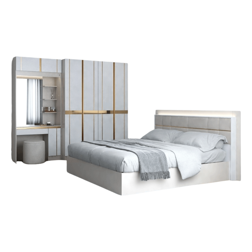 ชุดห้องนอน 6 ฟุต WISDOM DESIGN FURNITURE รุ่น RACHEL80/80 สีขาว/ครีม